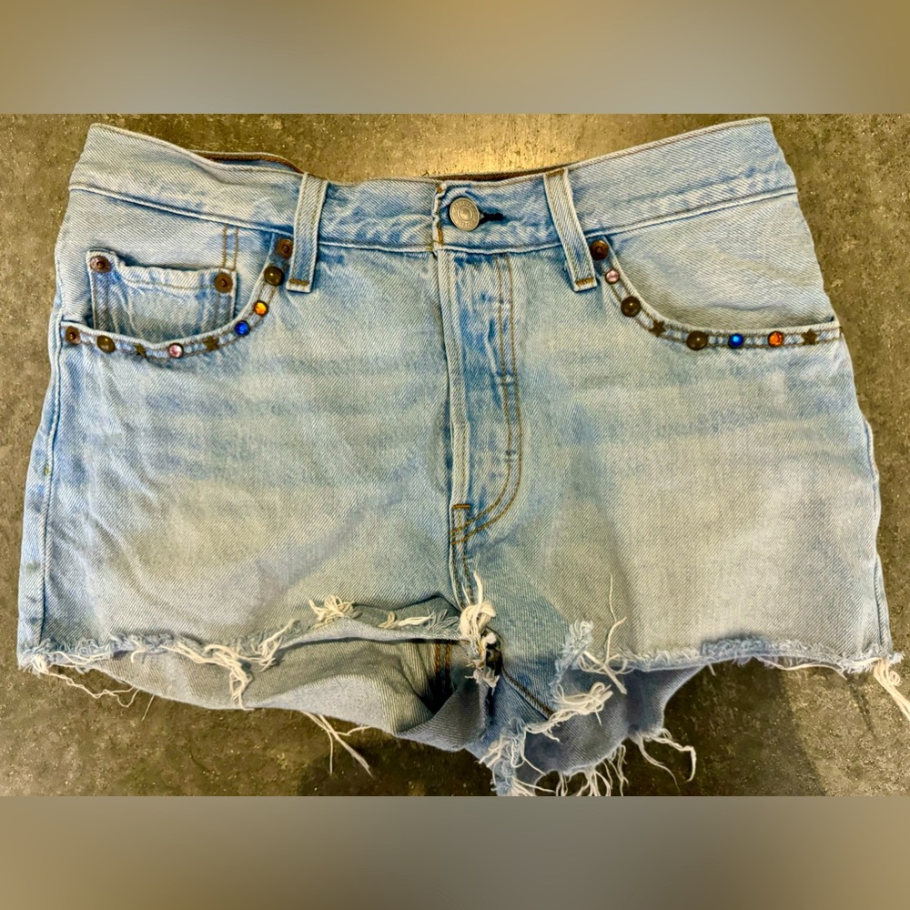Vintage Levi's 501 Jewel Studded Cutoff Shorts Size 28